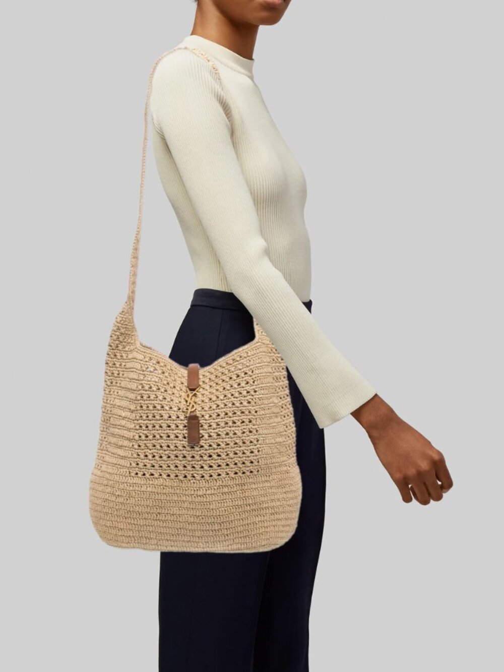 Saint Laurent Raffia Le 5 à 7 Medium 2023 Bag
